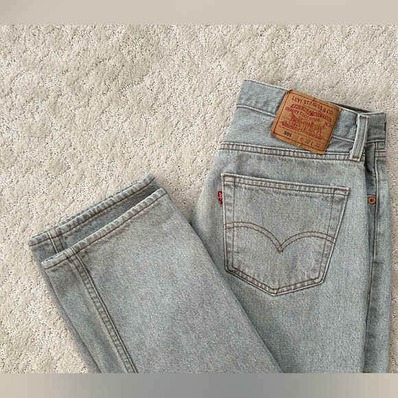 Vintage 90’s Levi’s 501 Button Fly USA Made Straight 32x32 🔥 Light Gray - Picture 3 of 15